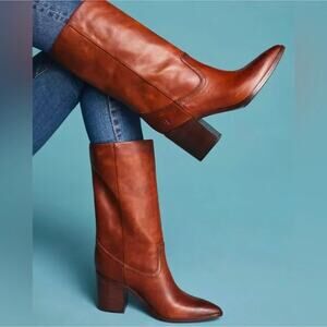 Frye NEW Flynn Mid Pull On Boots Cognac Leather Womens Size 6 M NIB Sold Out